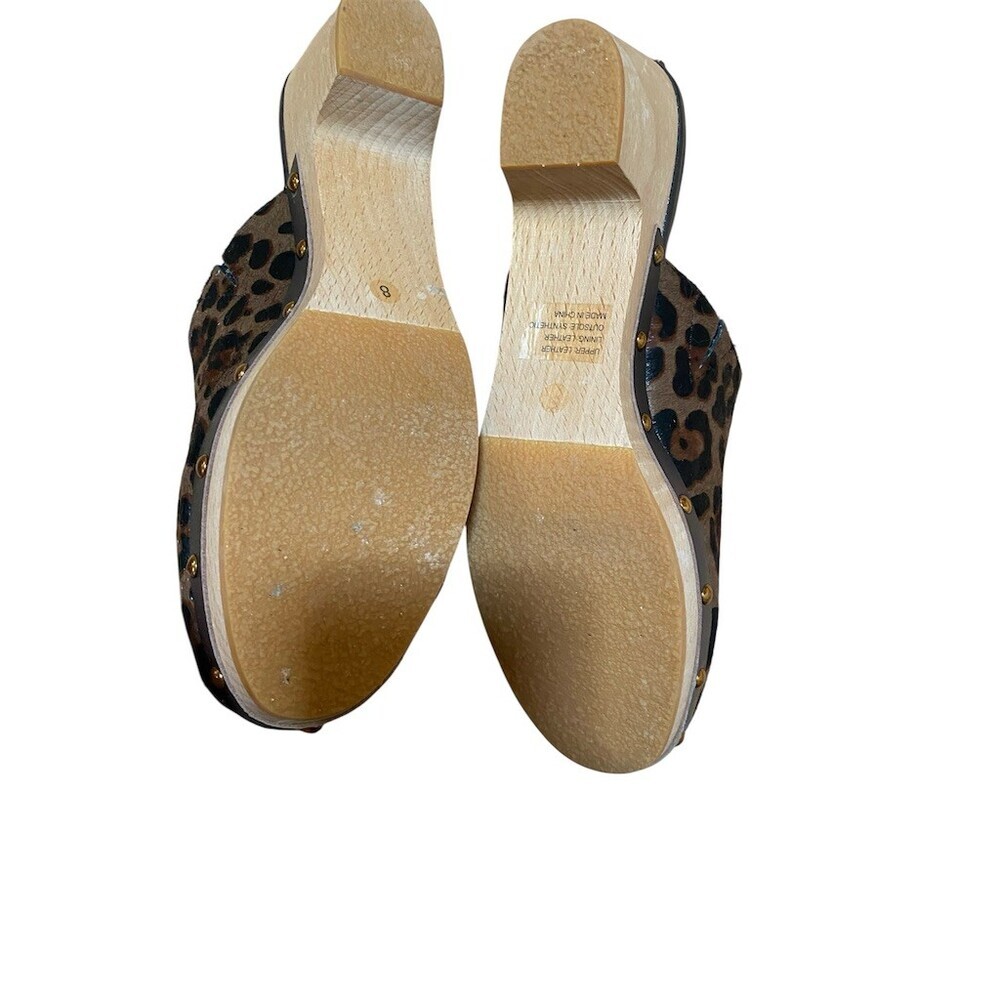 J.Jill Mule Clog Slide Womens Size 8 Brown Leopard Print Studded Slip On - Picture 7 of 8
